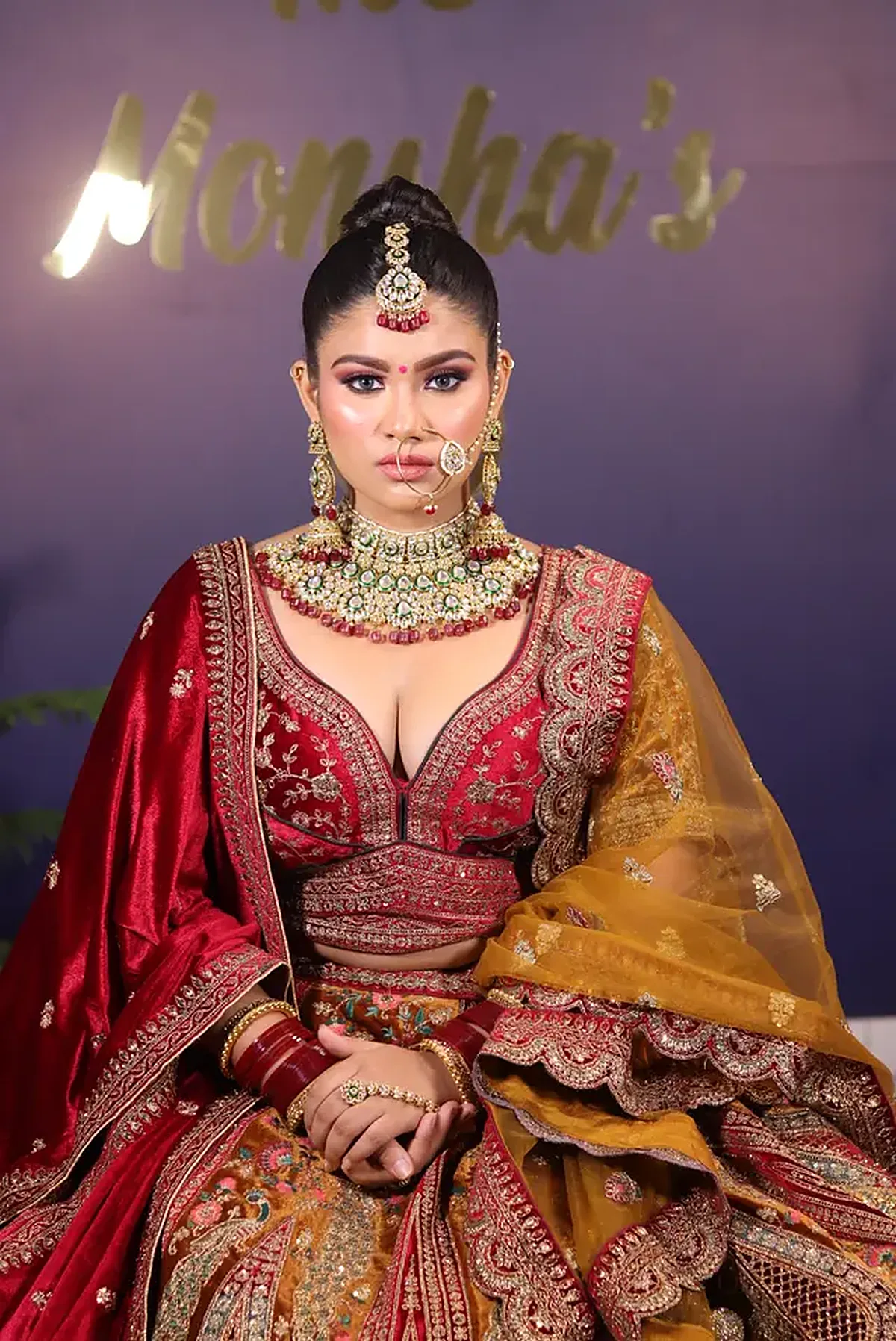 Classic red bridal look